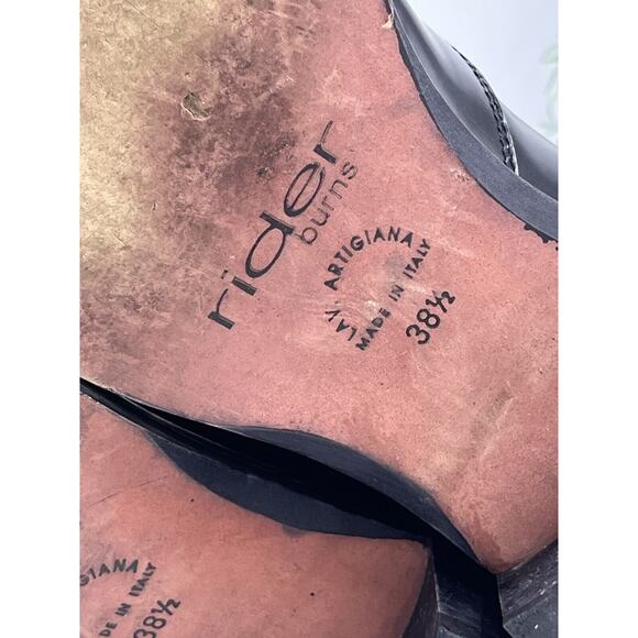 Rider Burns Vintage Black Patent Leather Stacked Heel Ankle Boots Sz 38.5/US 8 - Picture 15 of 16